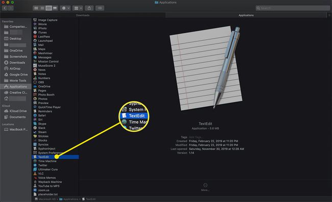 TextEdit على جهاز Mac