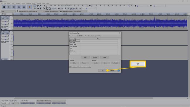 การเพิ่มข้อมูลเมตาใน Audacity