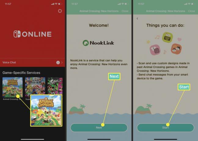Nintendo Switch Online -sovellus, jossa NookLink korostettuna