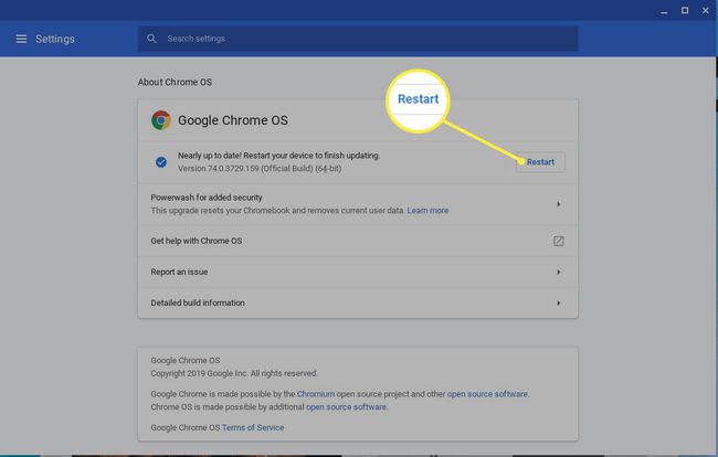 ενημέρωση του Chrome OS