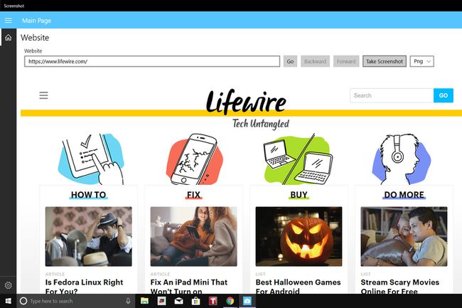 Ein Screenshot der Screenshot-App, während sie einen Screenshot der Lifewire-Website aufnimmt.