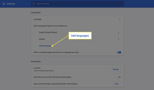 Agregar idiomas en la configuración de Chrome