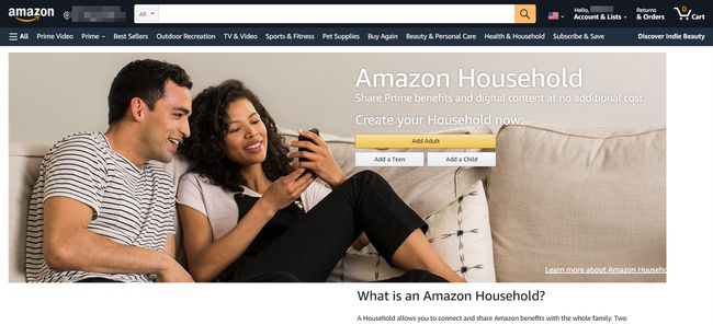 Amazon Householdin verkkosivusto