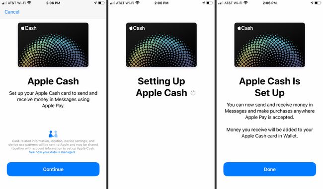 Экраны настройки Apple Cash в Apple Pay