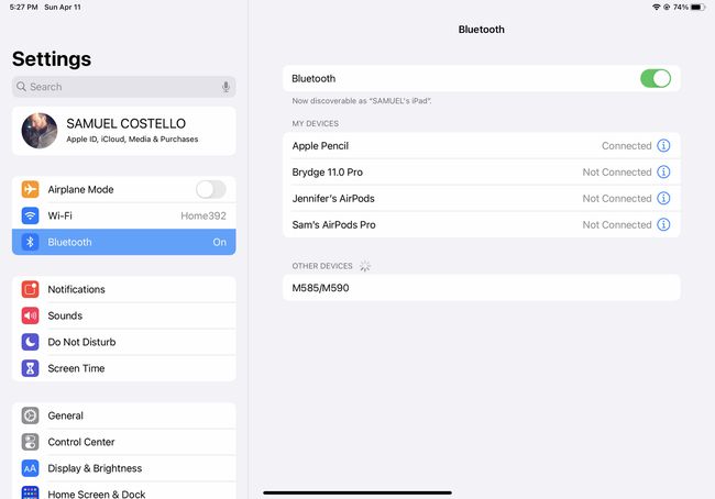 ペアリングの準備ができているマウスを使用したiPadのBluetooth設定