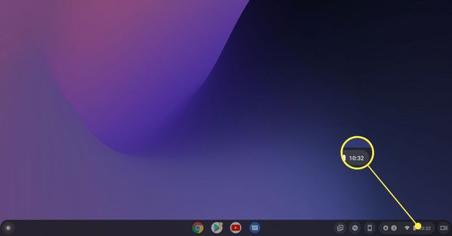 Pour connecter vos Galaxy Buds à votre Chromebook, appuyez sur l'horloge.