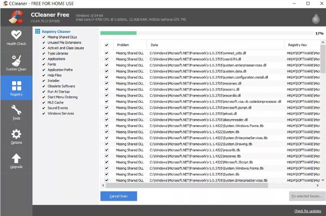 Bezplatný čistič registru Windows CCleaner