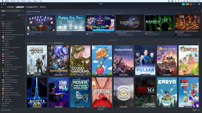 ألعاب سهلة الاستخدام على Steam معروضة على جهاز Mac.