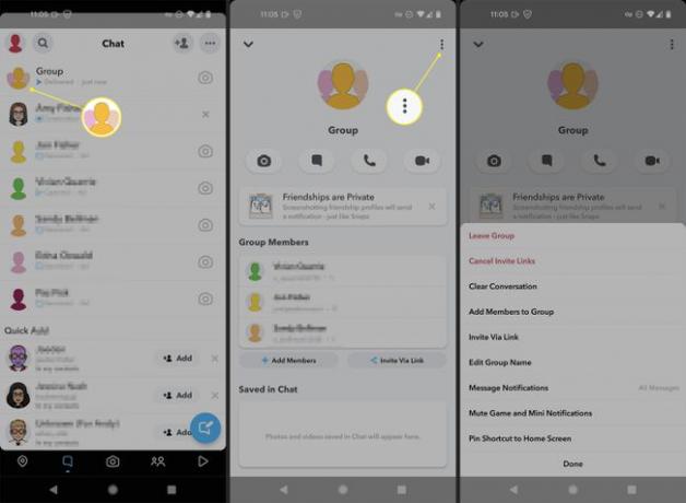 Android'de Snapchat grup ayarları