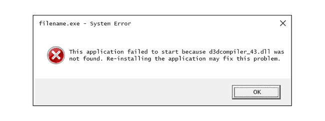 D3dcompiler_43.dll hata mesajının ekran görüntüsü