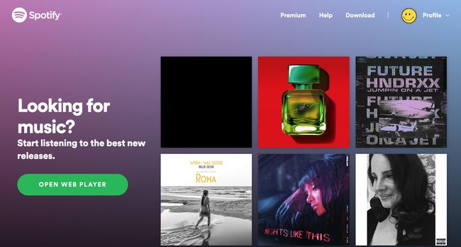 Webové stránky Spotify