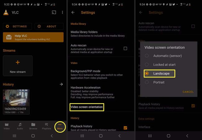 การตั้งค่าความละเอียดในแอป VLC บน Android