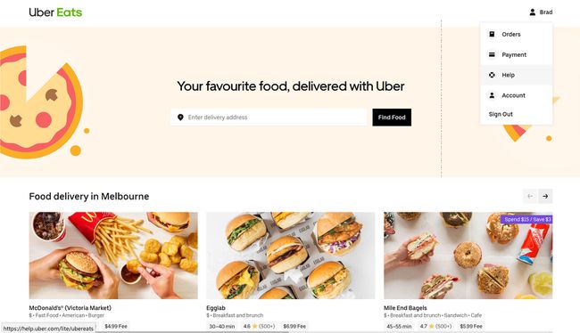 Web Uber Eats.