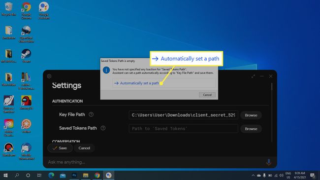 Windows Google Asistan'da otomatik olarak bir yol belirleyin