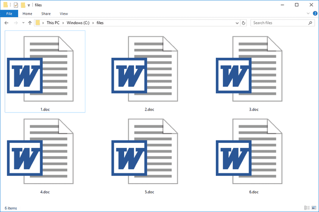 Screenshot van verschillende DOC-bestanden die worden gebruikt met Microsoft Word in Windows 10