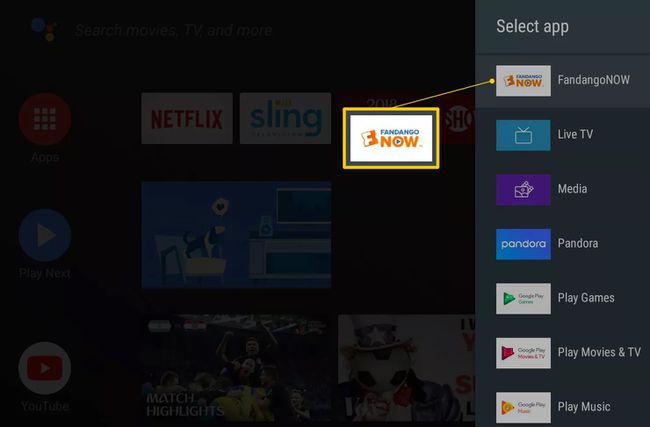 Значок приложения Fandango Now на Android TV