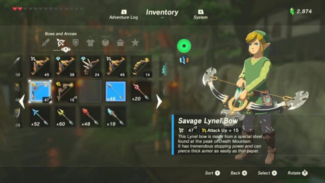 Link menggunakan Savage Lynel Bow di Zelda BOTW