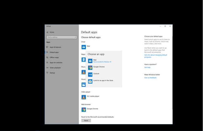Windows 10'da varsayılan bir e-posta istemcisi seçme.