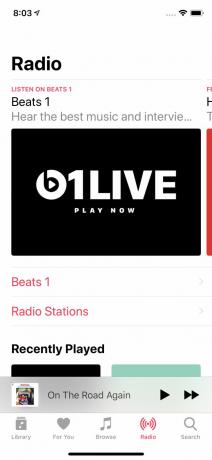 En skärmdump av radioalternativ i Apple Music på iPhone