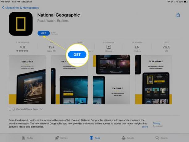 تطبيق مجلة iPad App Store مع إبراز