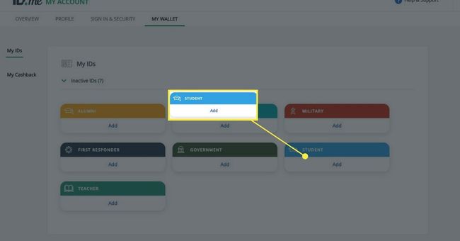 ID.me hesabındaki Kimliklerim bölümü