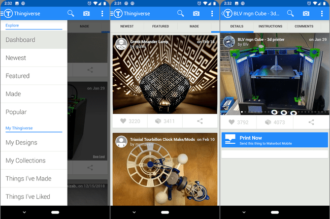 Aplikace Thingiverse pro Android