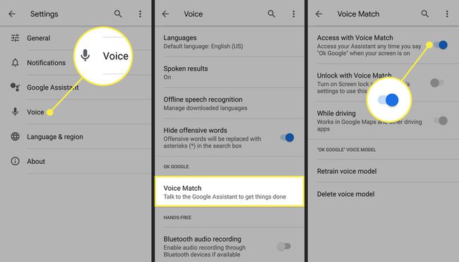 Activați Accesul cu Voice Match