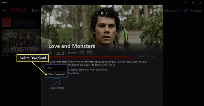 NetflixWindowsアプリから強調表示されたダウンロードを削除します。