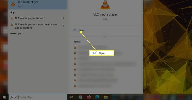 VLC-mängija Windowsi otsingus