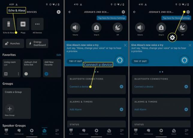 Echo și Alexa, Conectați un dispozitiv și Setări dispozitiv în aplicația Alexa