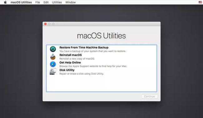 リカバリ中に表示されるmacOSユーティリティ画面