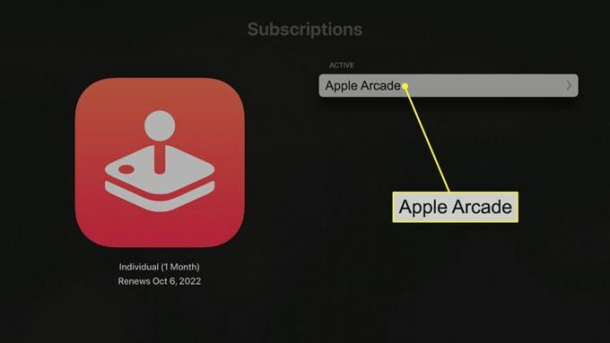 Apple Arcade fremhevet i abonnementer på Apple TV.