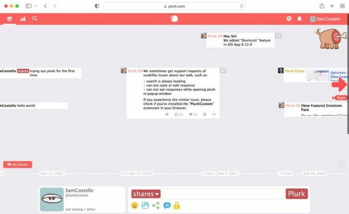 Screenshot der Plurk-Timeline