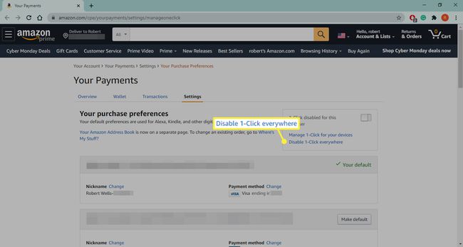 Wyłącz 1-Click wszędzie w ustawieniach konta Amazon