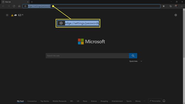 Navegar al menú de contraseña en MS Edge a través de una URL.