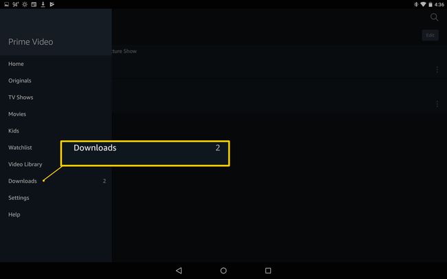 Accesați meniul Descărcări din Amazon Prime Video