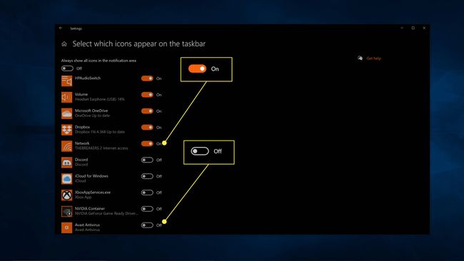 Windows 10 sistem simgelerini açma ve kapatma.