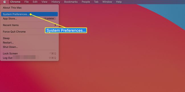 เมนู Apple ที่เลือก System Preferences ไว้