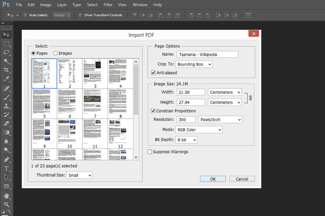 Photoshop converteert een PDF naar JPG