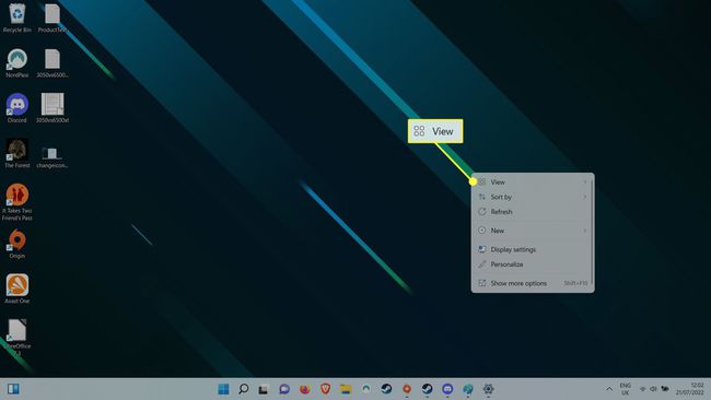 Windows 11 skrivebordskontekstmeny.