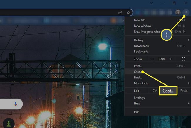 Selección de Cast en el navegador web Chrome