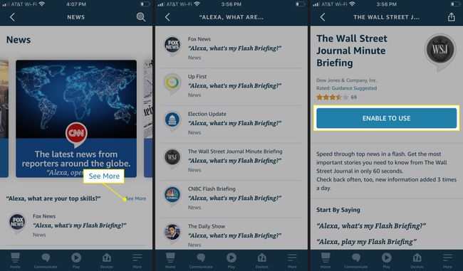 Kõigi saadaolevate valikute kuvamiseks puudutage nuppu Vaata rohkem. Puudutage uudiste kiirbriifingut, mille soovite lubada, ja seejärel valikut Luba kasutamiseks. 