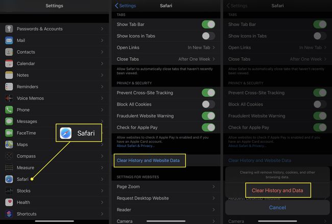Izdzēsiet Safari pārlūkošanas vēsturi, izmantojot lietotni Iestatījumi