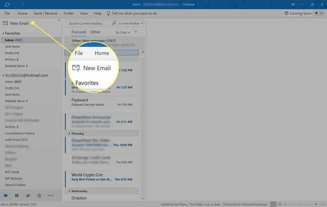 Knappen Ny e-mail i Outlook