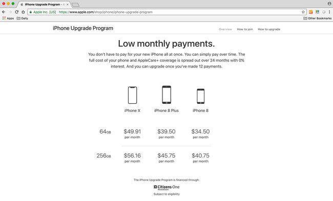 AppleiPhoneアップグレードプログラムの価格のスクリーンショット