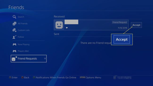PS4で友達リクエストを受け入れる