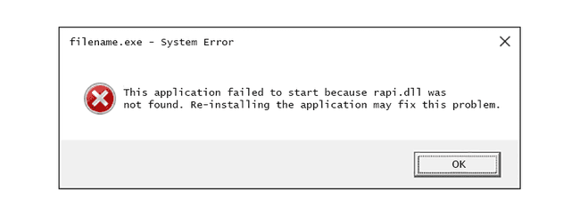chybová zpráva rapi.dll v systému Windows