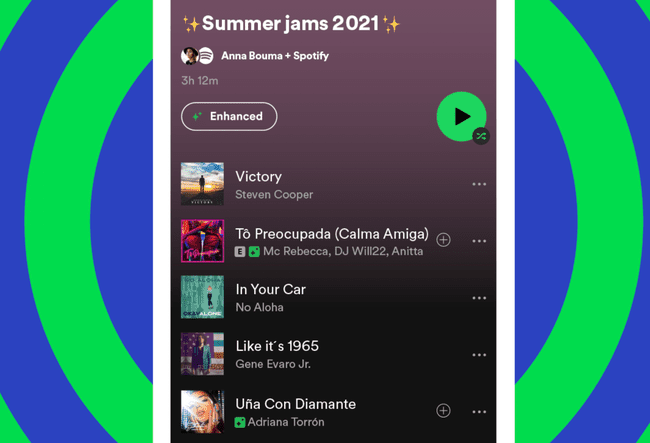 모바일 앱에 나타나는 Spotify의 새로운 Enhance 기능