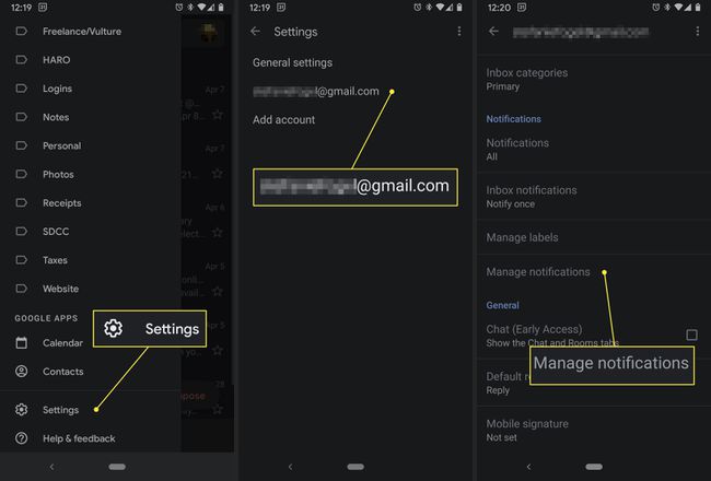 A Gmail alkalmazás felhasználói a beállítások menün keresztül érhetik el az értesítéseket