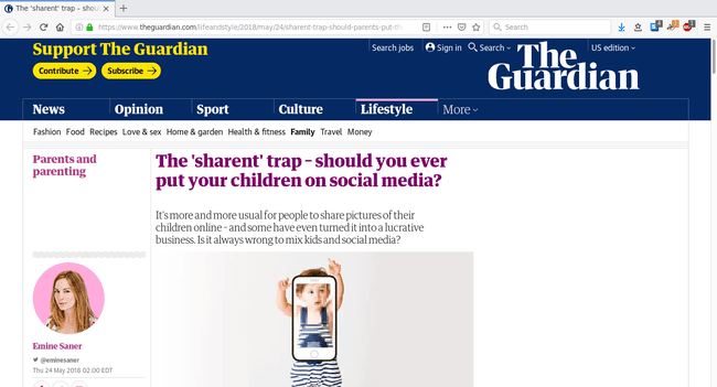Articol pe theguardian.com despre etica postării de fotografii ale copilului pe rețelele sociale.